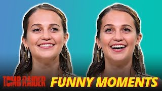 Alicia Vikander Lara Croft Cute amp Funny Moments  Tomb Raider [upl. by Odnomyar]