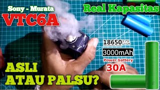 Review battery Sony VTC6A Asli atau palsu  Test beban amp kapasitas real [upl. by Leruj409]