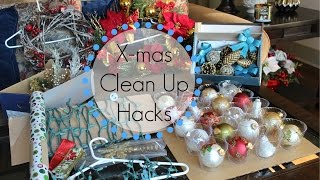 Christmas CleanUp Hacks 7 Tips For Storage Ornaments Lights Ribbon Wrapping Paper [upl. by Auqinehs862]