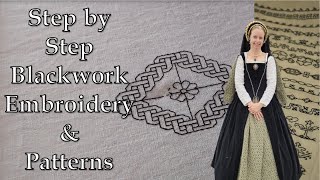 16th Century Blackwork Embroidery for Beginners  CosTutorial  Step by Step Instructions [upl. by Ciardap296]