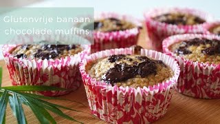 Recept glutenvrije muffins met banaan en chocolade  Focusonfoodies [upl. by Hpseoj769]