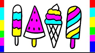 Draw four icecream Icecream drawing video How to draw four sweet Icecream step by step [upl. by Rihaz]