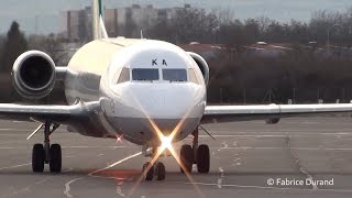 Carpatair Fokker 100 take off at St Etienne Loire EBULFMH [upl. by Britt]