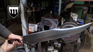 Forging the second biggest bowie knife in the world part 2 heat treatment [upl. by Krum850]