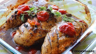 This Balsamic Tomato Baked Chicken Recipe Is Perfect For Your Next Dinner [upl. by Vaenfila]