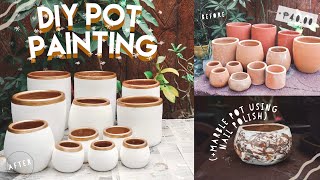 HOW TO PAINT TERRACOTTA POTS  DIY NAIL POLISH MARBLE POT  Kayla Mendoza [upl. by Cathee413]