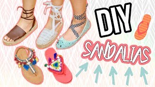 DIY  Cómo hacer 5 sandalias en 5 minutos  FÁCIL RÁPIDO Y BARATO [upl. by Hewet354]