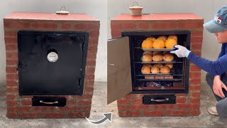 How to build a with an oven on another level from a mixture of cement clay and red brick [upl. by Loralyn]