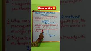 Properties of Paramagnetic Substances short magnetism class12physics [upl. by Brader407]