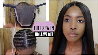 NEW METHOD Flat Full Sew In Weave With Lace Closure No GlueNo Leave Out Soft Feel Hair [upl. by Nilerual]