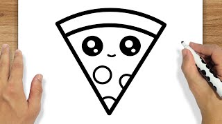 COMO DESENHAR UMA FATIA DE PIZZA KAWAII [upl. by Ahsehat]