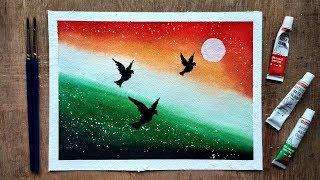 Independence  Republic Day Painting with watercolour step by step  Beginners Watercolor [upl. by Baniez]