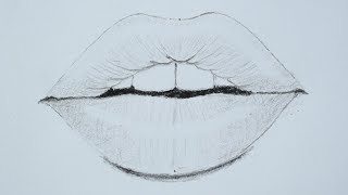 How to draw lips using pencil for beginners [upl. by Nylessej]