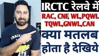 IRCTC Or Indian Railway PQWL RLWL RAC PQWL WL and TQWL What Is This For Train Ticket Booking [upl. by Reg]