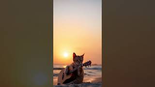 Cat playing guitar acoustic cat kucinglucuiimut catshorts funny pets kucinglucuterbaru [upl. by Attenat277]