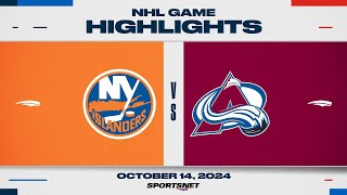 NHL Highlights  Islanders vs Avalanche  October 14 2024 [upl. by Nilak]