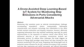 A Drone Assisted Deep Learning Based IoT System for Monitoring Ship Emissions in Ports Considering A [upl. by Ennaitak]