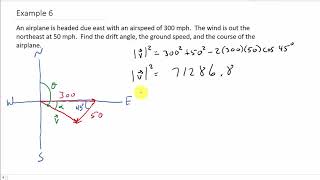 Vector Application Airplane Course Ground Speed Drift Angle Example 1 [upl. by Arit139]