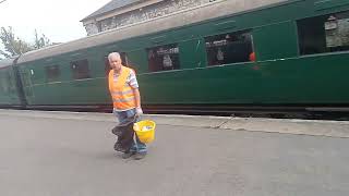 steam train arrives at Swanage railway station this afternoon23724 [upl. by Mohr]