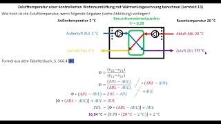 Zulufttemperatur eine Wärmetauschers einer kontrollierten Wohnraumlüftung berechnen [upl. by Waiter]