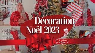 DÉCORATION NOËL 2023 PARTIE I 🎅🏼🎄 Décore avec moi • Noël traditionnel • Thème sucre d’orge [upl. by Enoitna]