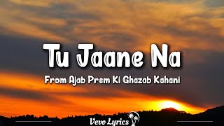 Tu Jaane Na Lyrics Ajab Prem Ki Ghazab Kahani  Ranbir K Katrina Kaif Upen Patel lyrics [upl. by Derfla]