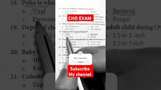 Cho Exam Preparation 2024  Cho Exam  Community health officer community health nursing choreels [upl. by Judsen]