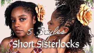 5 Sisterlock Flower Styles for Short Locs 🌼 [upl. by Anile]