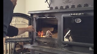 Starting a Wood Stove Fire for Beginners  Cuisiniere HH JA Roby from Quebec [upl. by Edyaw]