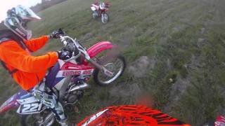 2005 crf250r vs 2003 cr250r drag race [upl. by Ias]