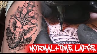 Elephant mandala  Tattoo time lapse  Real time [upl. by Einapets566]