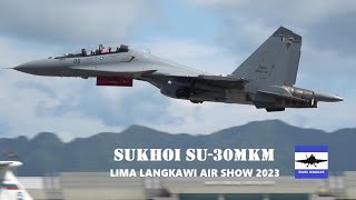 LIMA 2023 RMAF Sukhoi Su30MKM thrust vectoring display [upl. by Oiramat167]