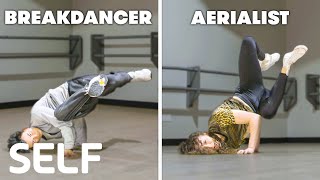 Aerialists Try to Keep Up with Breakdancers  SELF [upl. by Nyrhtak]