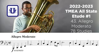 20222023 TMEA Tuba Etude 1 43 Allegro Moderato from 78 Studies by Grigoriev [upl. by Kylstra]