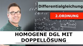 Wie löse ich eine homogene Differentialgleichung 2Ordnung  doppelte homogene Lösung  DGL [upl. by Haliek616]