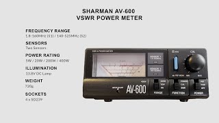 Sharman AV600 VSWR Power Meter  Feature Overview [upl. by Lednek]