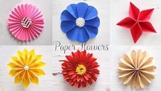 6 Easy Paper Flowers  Flower Making  DIY [upl. by Martens]