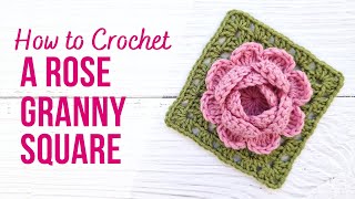 How to Crochet a Rose Granny Square  Step by Step Tutorial  US TERMS [upl. by Tarra335]