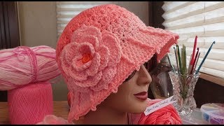 Crochet Hat  Part 2 Camellia Rose Cloche Hat [upl. by Copland82]