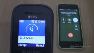 Incoming call amp Outgoing call at the Same Time Iphone 5c Green Samsung E 1202 I [upl. by Shurlocke]