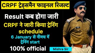 बड़ी खबर 🔥 CRPF Tradesmen Final Result 2024  Training schedule out by CRPF  Kab hogi joining 🇮🇳 [upl. by Eened730]