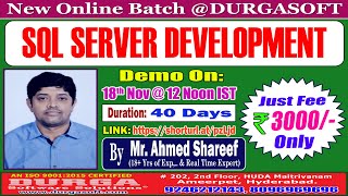 SQL SERVER DEVELOPMENT Online Training  DURGASOFT [upl. by Portie740]