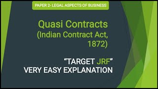 Quasi contract Indian contract act NET BCom LLB CA CS in hindi [upl. by Carman]