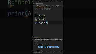 Concatenation شرح shorts shortsfeed subscribe shortvideo python [upl. by Tsugua]