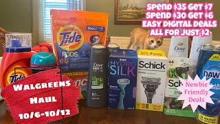 WALGREENS HAUL 1061012  NEWBIE FRIENDLY DEALS  ALL FOR JUST 2 [upl. by Persse]