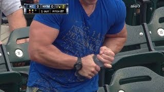 Muscular fan struggles with water bottle [upl. by Ahearn]