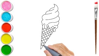 How to Draw Ice Cream Cone for Beginners Step by Step  Mady Arts [upl. by Initsed]