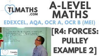 ALevel Maths R407 Forces Pulley Example 2 [upl. by Debora]