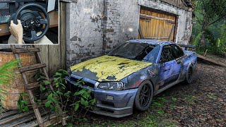 Rebuilding Nissan Skyline GTR R34 Twin Turbo 1100  Forza Horizon 5  Thrustmaster T300RS gameplay [upl. by Adolfo724]