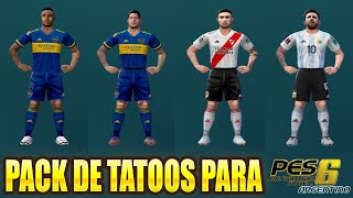 🔥 llegan los TATOOS para los JUGADORES SUDAMERICANOS ⚽  PES 6  AZPatch [upl. by Aihsetal997]